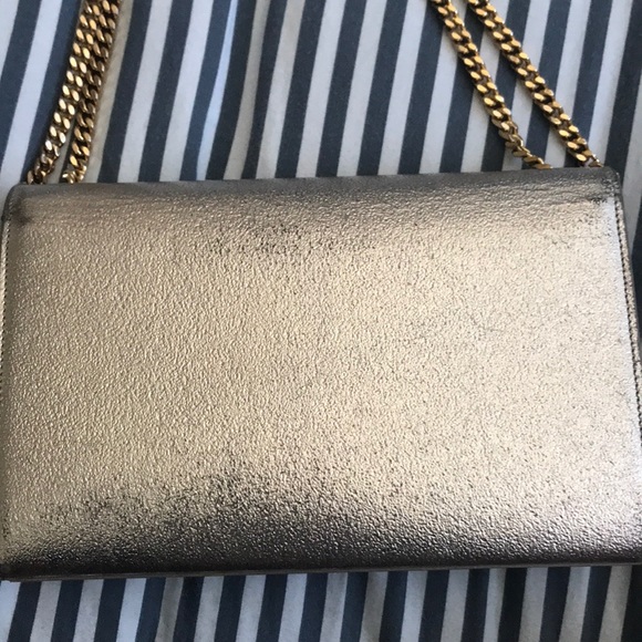 YSL Gold+Silver Leather Monogramme Satchel - Picture 6 of 9